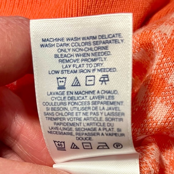 Lands' End Women's Orange Gingham Cardigan - Picture 4 of 4